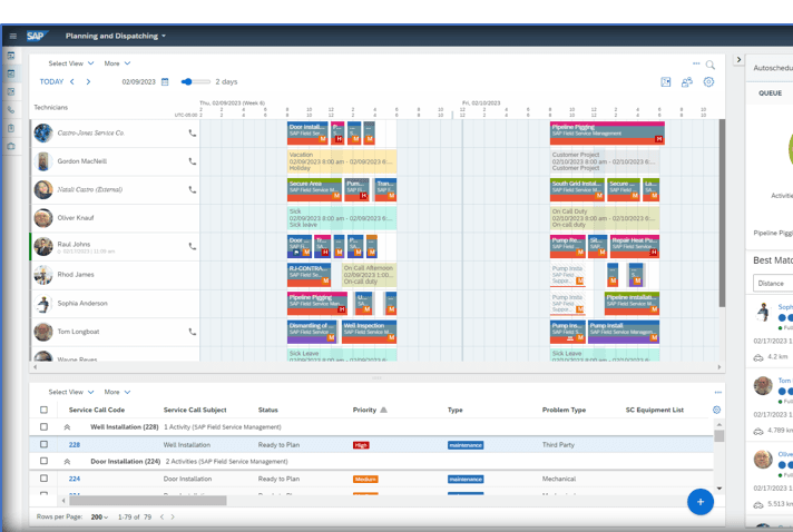 SAP FSM Plantafel mit Reservationen und Abwesenheiten aus Outlook